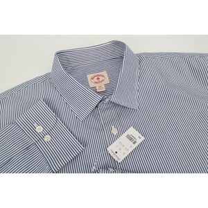NEW Brooks Brothers Red Fleece Mens XXL Blue Striped Shirt Long Sleeve Button Up